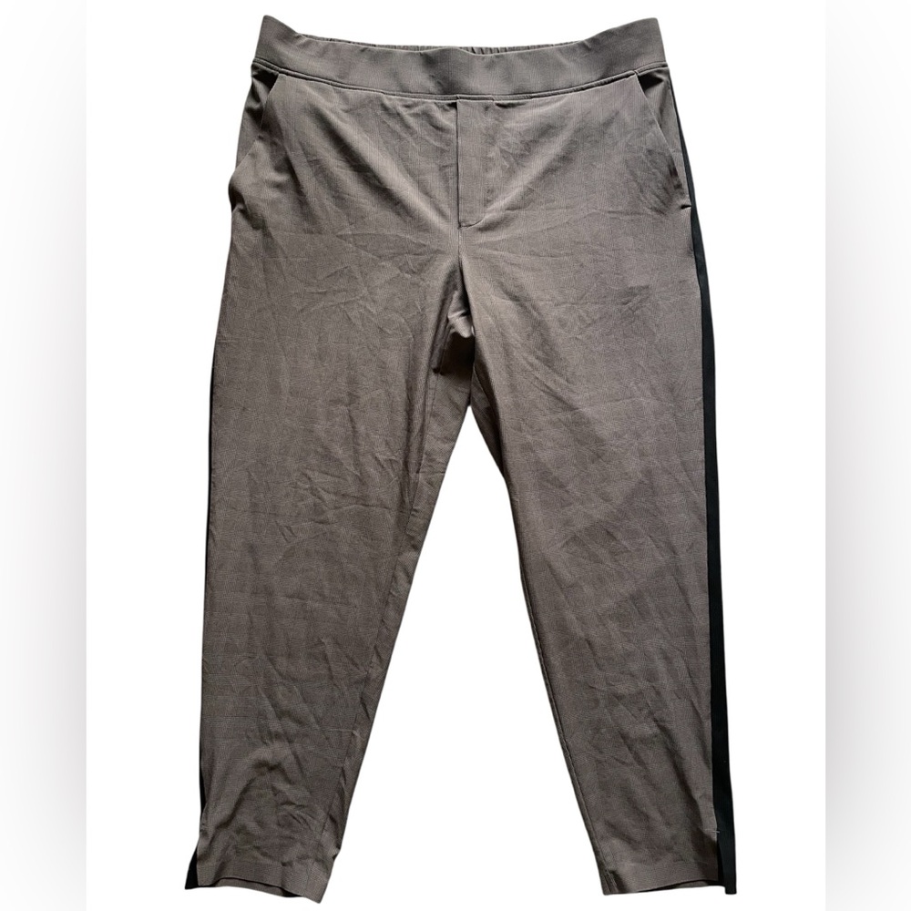 Athleta Gray Ponte Ankle Pants with Black Side Stripe